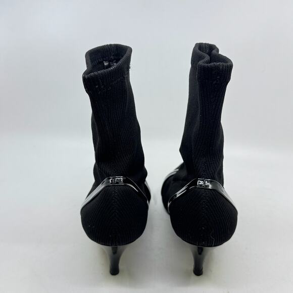MARINA RINALDI Ribbed Black Sock Ankle Boot Kitten Heels - Picture 3 of 8